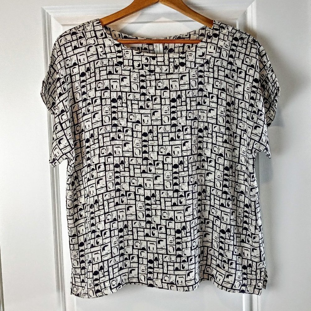 Vintage Buscemi Pure Silk Print Short-Sleeve Top